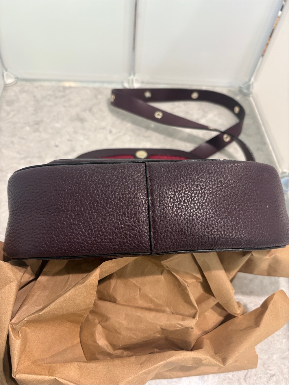 Kate Spade Leather and Suede Waterton Road Chantalle Crossbody Purse in Plum - Picture 5 of 7